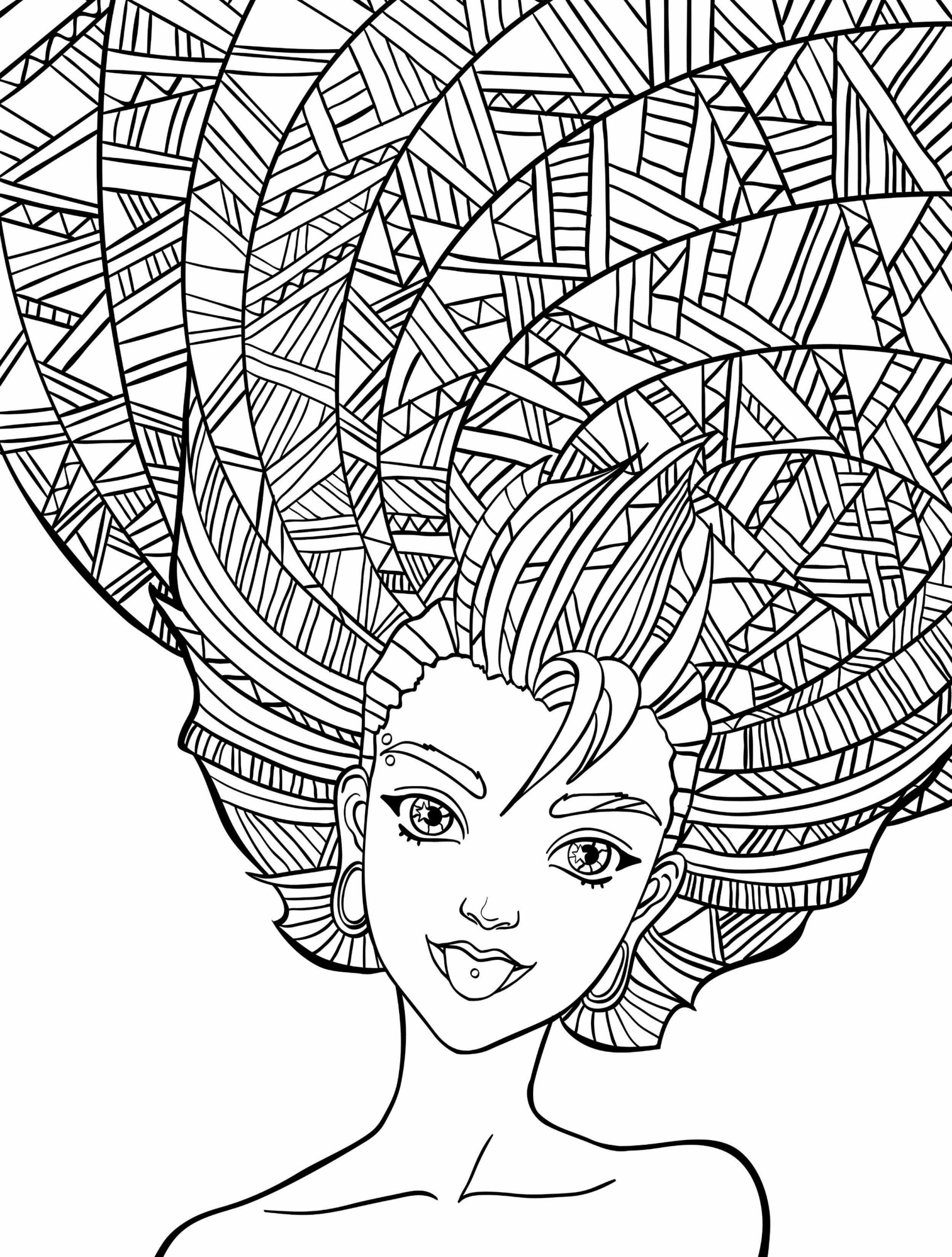 Mandala Funny Girl With Hair Coloring Pages Mandalas
