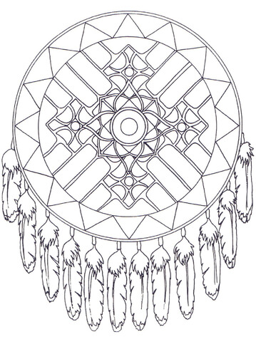 Mandala Native American Dreamcatcher Coloring Page Mandalas