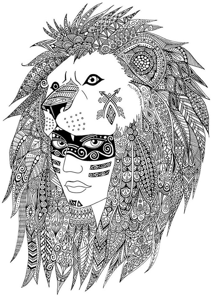 Mandala Portrait Of Native Man Coloring Page Mandalas