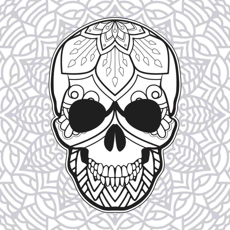 Mandala Skull Coloring Page - Sheet 6 Mandalas
