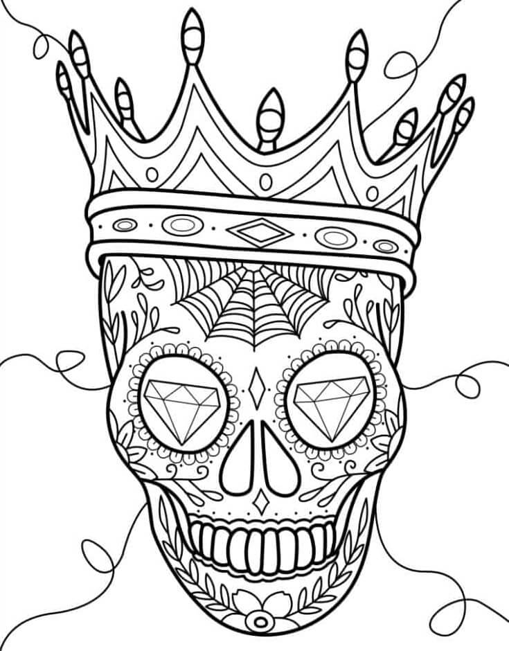 Mandala Skull Wearing Crown Coloring Page Mandalas