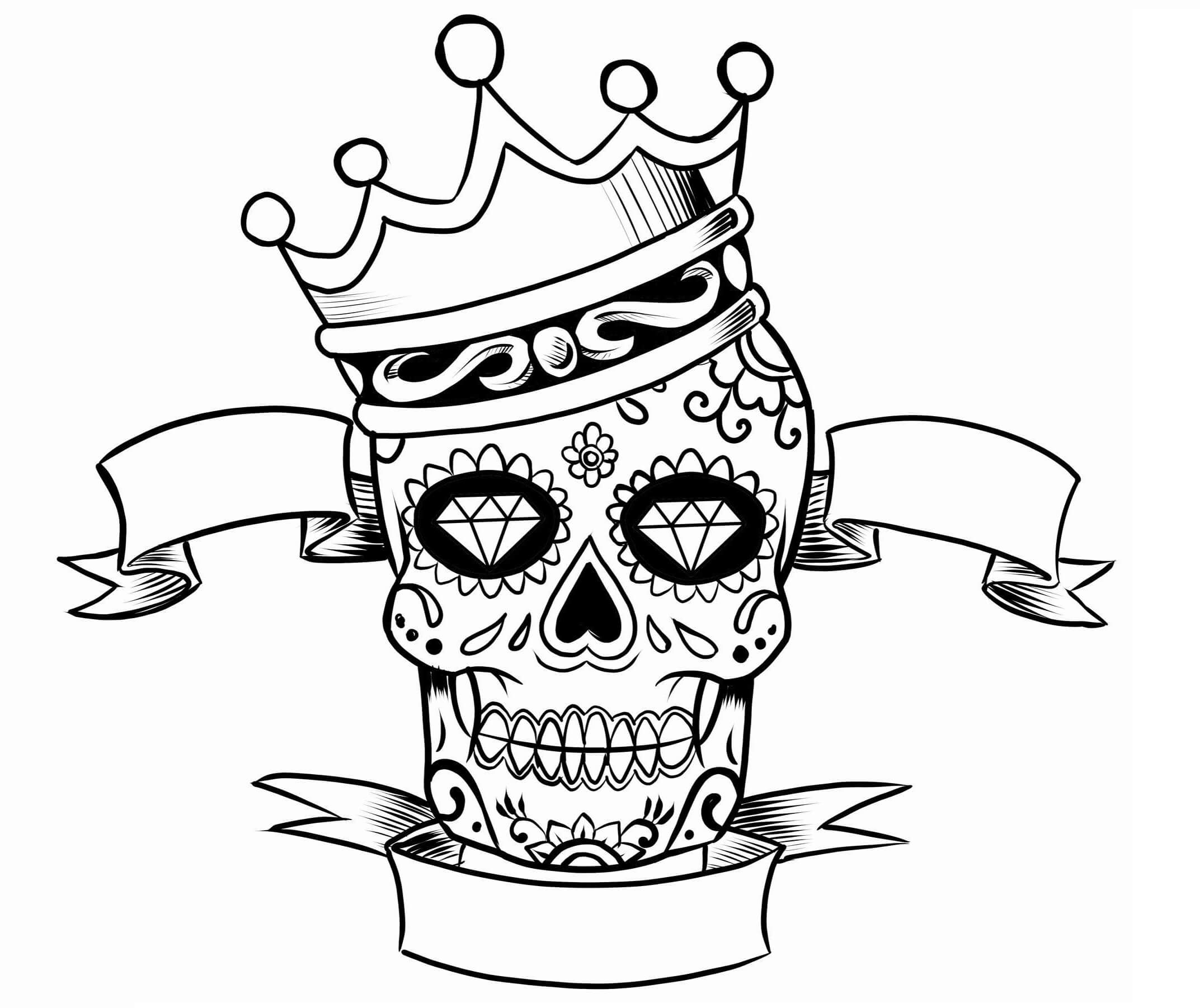 Mandala Skull With Crown Coloring Page Mandalas