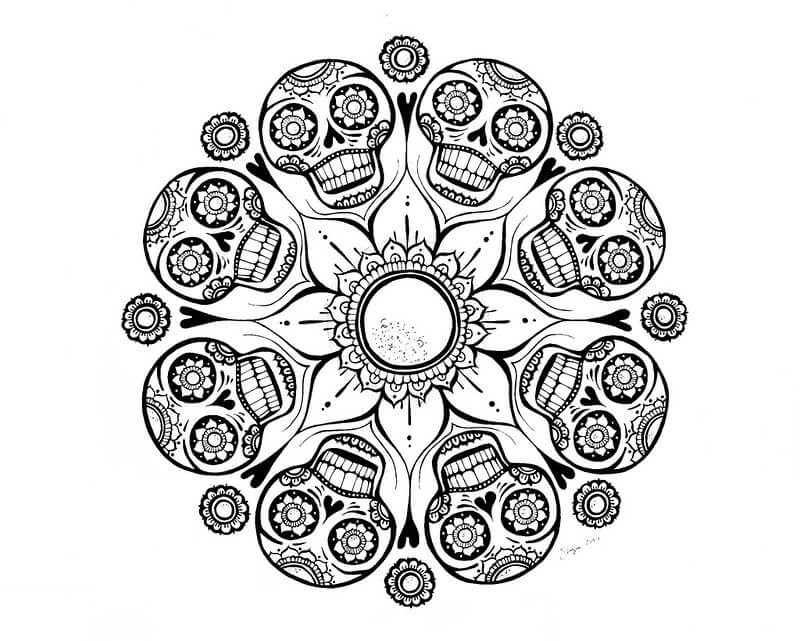 Mandala Skulls Coloring Page - Sheet 1 Mandalas