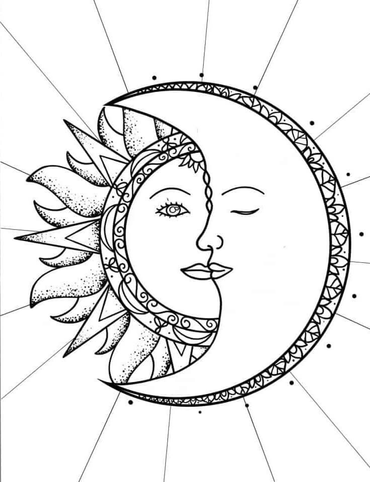 Mandala Sun And Moon Coloring Page - Sheet 1 Mandalas
