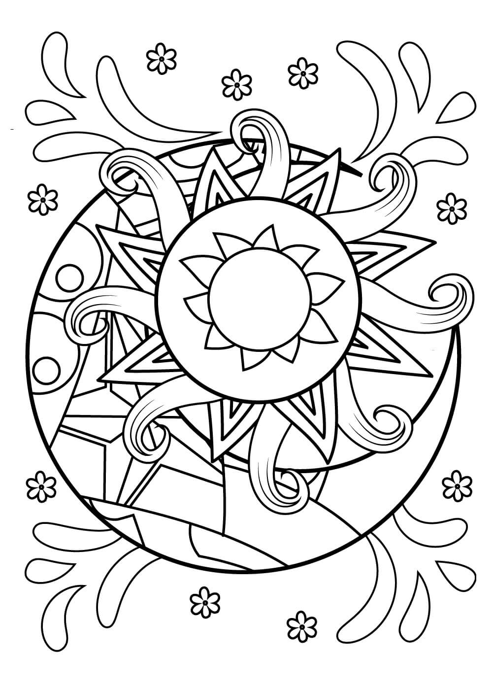 Mandala Sun And Moon Coloring Page - Sheet 3 Mandalas