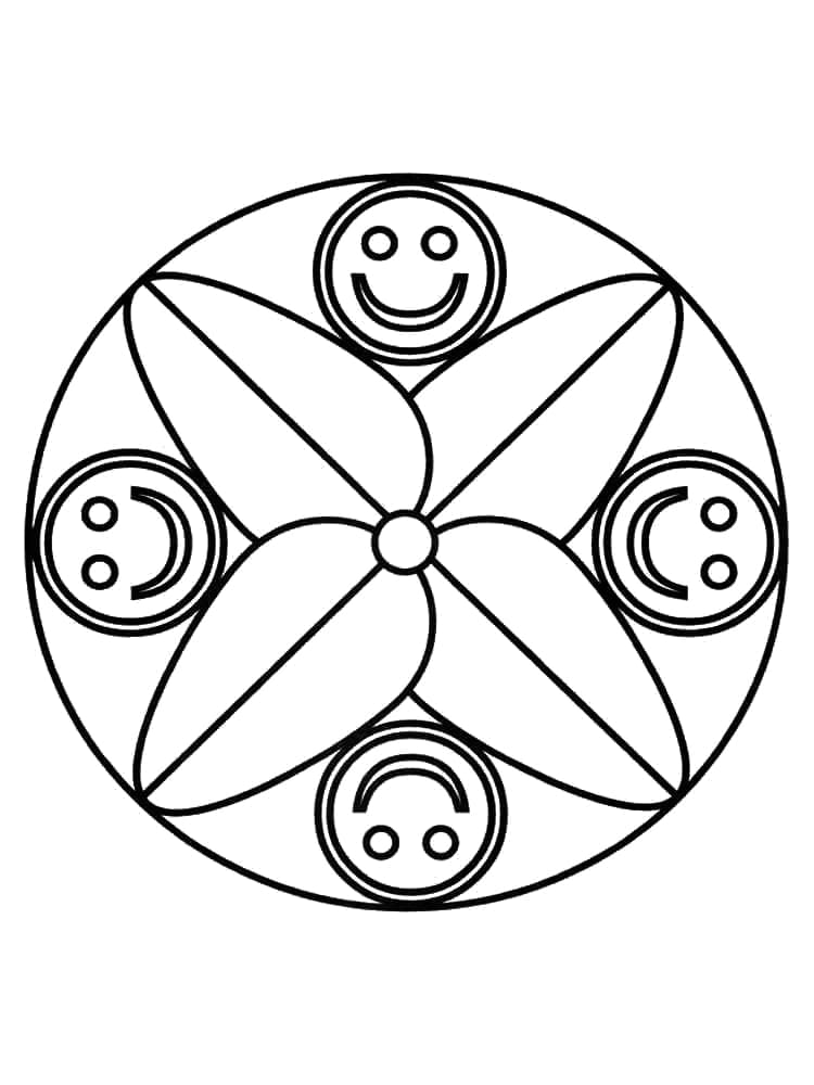 Simple Emoji Mandala Coloring Page Mandala