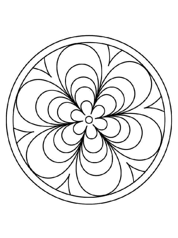 Simple Mandala With Flower Coloring Page Mandala