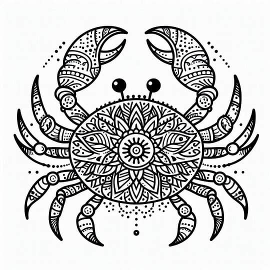 A Cute Crab Mandala Coloring Page Mandala