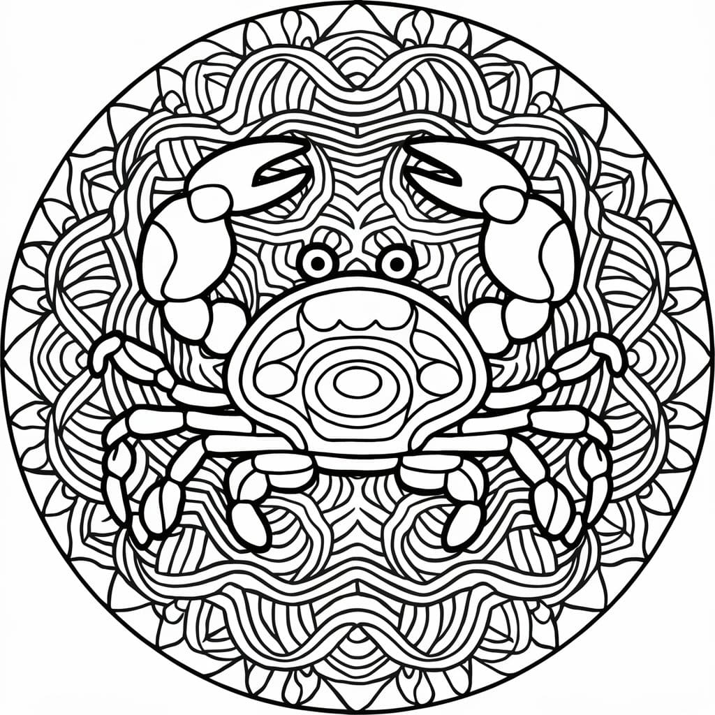 Amazing Crab Mandala Coloring Page Mandala