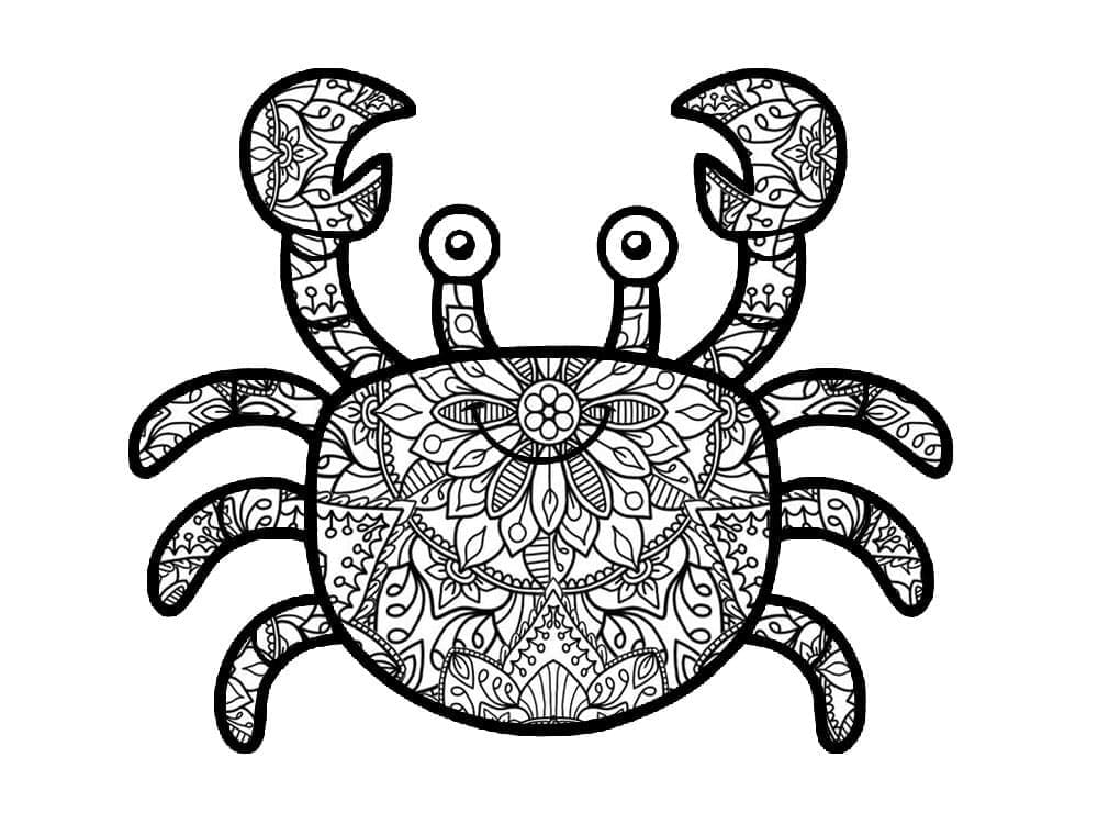 Crab Mandala for Children Coloring Page Mandala