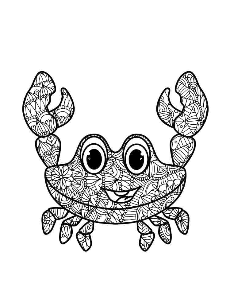 Free Crab Mandala for Children Coloring Page Mandala